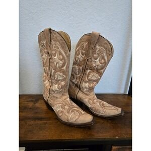 Corral Boots Women's Tan Suede Western Cowboy Boots Size 9